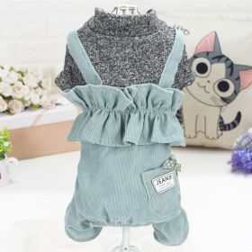 Pet Clothes Dog Four-legged Pet Clothes (Option: Lace Suspender Pants Blue-XS)