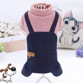 Pet Clothes Dog Four-legged Pet Clothes (Option: JEANS Pocket Strap Pink Top-S)