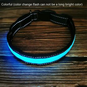 LED Luminous Dog Collar Highlight Reflective Leather Reflective Stripe Ribbon (Option: Colorful-S)