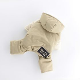 Pet Dog Clothes Shoulder Cap Four-legged Pet Clothing Hooded (Option: Khaki-M)