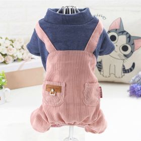 Pet Clothes Dog Four-legged Pet Clothes (Option: JEANS Pocket Strap Pink-XL)